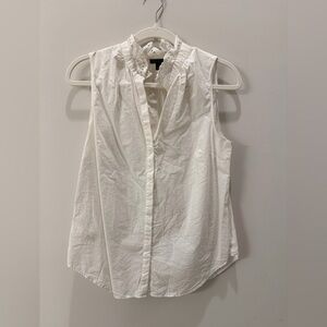 Ann Taylor White Sleeveless White Ruffle Collar Blouse